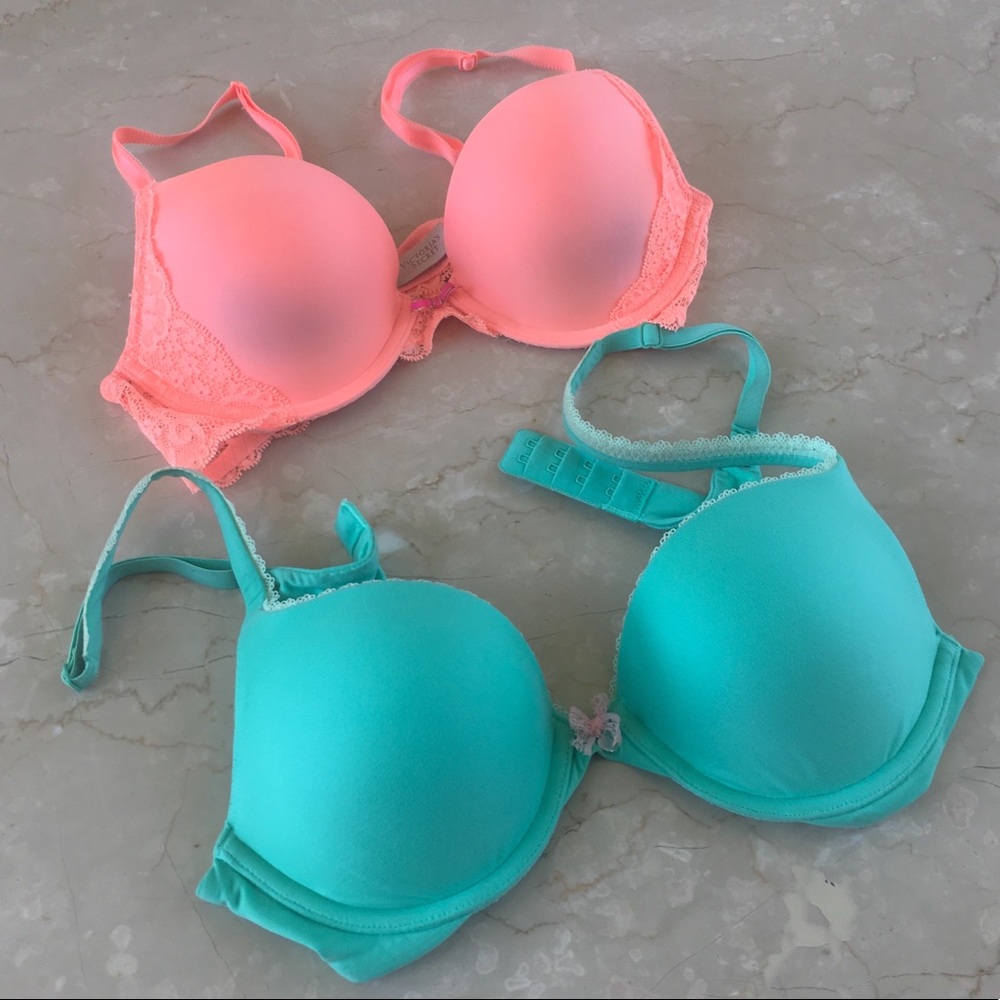 VS HotOrange & MintGreen Push-Up Bra Bundle